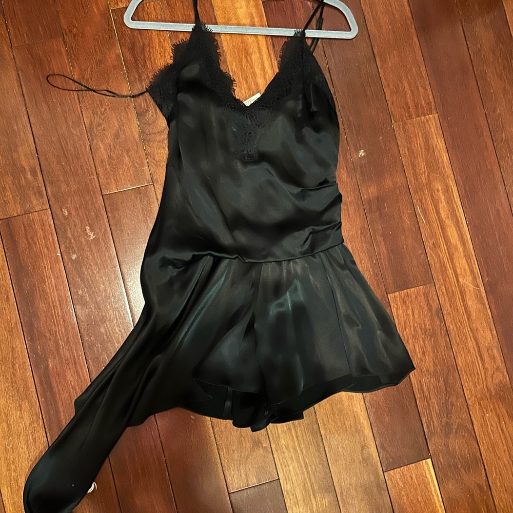 Black Satin Romper